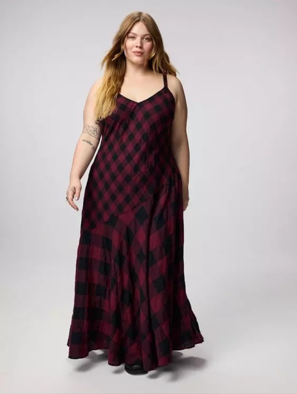 Torrid Plaid Check Flowy Fall Holiday Maxi Dress Women's Plus Size 3X Nwt